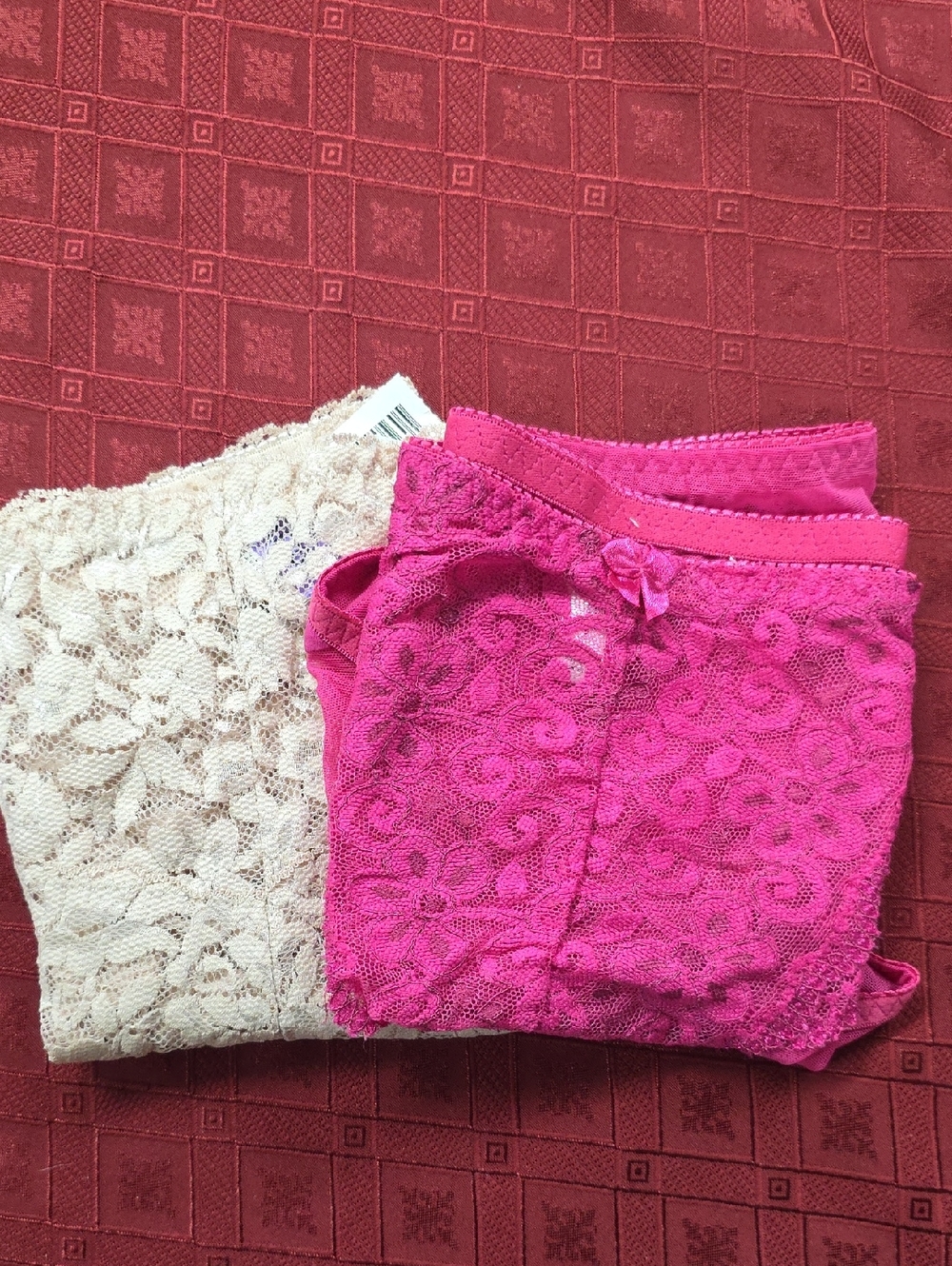 Delta Burke Pink and Cream Lace Bikini Panties